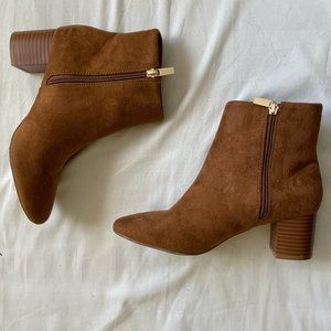 Brown suede booties